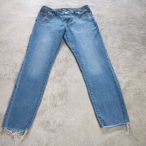 True Religion Jennie Curvy Mid Rise Skinny Jeans | Raw Hem Blue Women’s Sz 29